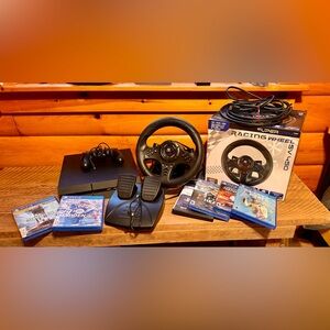 PlayStation 4 BUNDLE - Gaming console Race Wheel/pedals & 6 games!!!